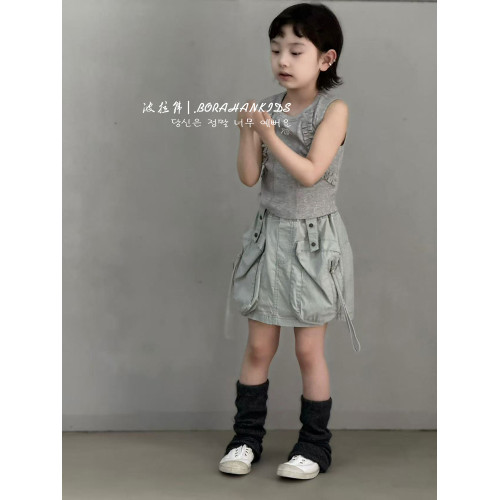 波拉韓女童牛仔短裙2025夏季新款兒童洋氣工裝裙小女孩半身裙子