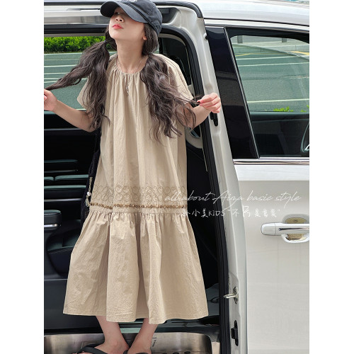 波西米亞風女童夏裝連衣裙2025新款兒童短袖裙子女大童氣質長裙子