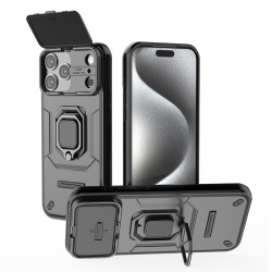 適用iPhone17ProMax戰鬭熊手機殼蘋果16Pro推窗15支架防摔保護套