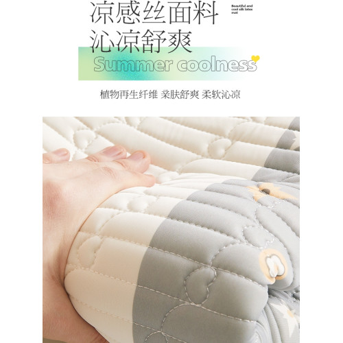 夏天加厚涼感冰絲乳膠床笠帶花邊床罩高檔涼蓆三件套全包固定防滑