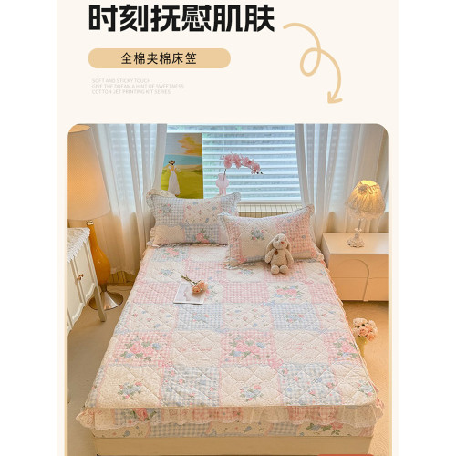 花邊款全棉夾棉床笠單件防滑純棉床罩蓆夢思床墊套防滑床罩1.8m床
