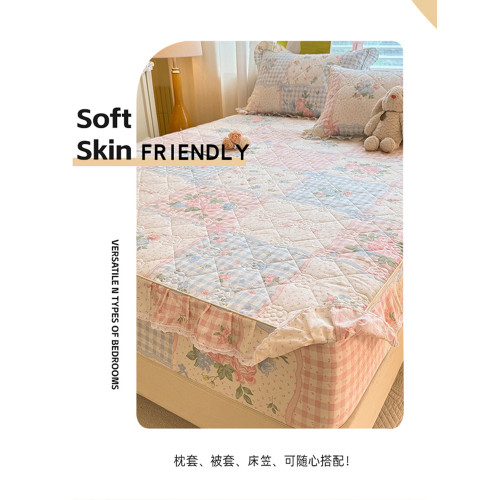 花邊款全棉夾棉床笠單件防滑純棉床罩蓆夢思床墊套防滑床罩1.8m床
