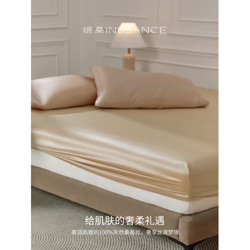 銀桑INESANCE22姆米重磅6A真絲床包高級100%桑蠶絲純色床墊罩床套
