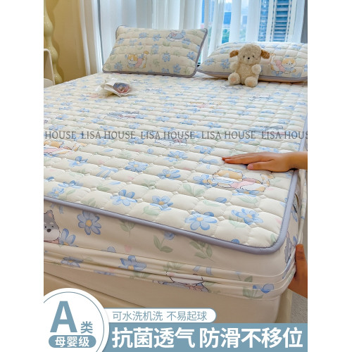 LISA7A抗菌水洗棉夾棉床笠單件2025新款四季兒童床套三件套床墊保