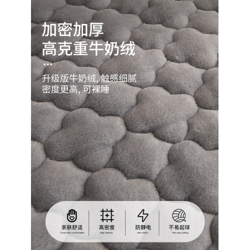 牛奶絨床笠夾棉床套罩加絨冬季加厚床墊秋冬天毛絨防滑床單三件套