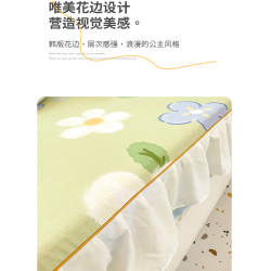 花邊款純棉床笠罩單件四季通用100全棉公主床罩床單帶裙邊三件套4