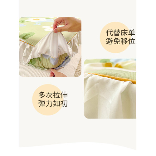 花邊款純棉床笠罩單件四季通用100全棉公主床罩床單帶裙邊三件套4