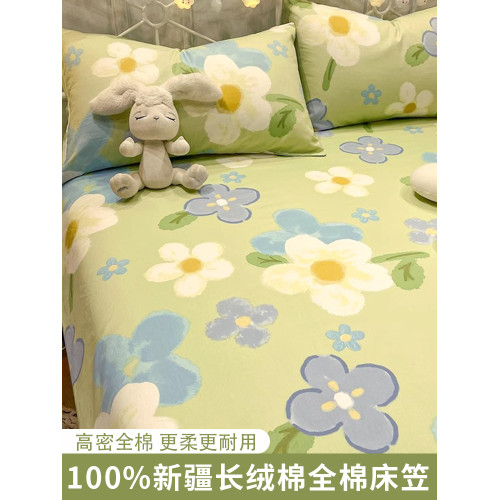田園純棉床笠單件100全棉四季通用床罩枕套2三件套兒童榻榻米床單