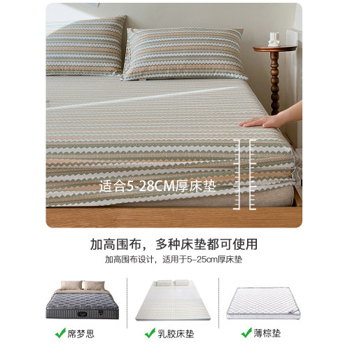 夏季A類純棉老粗布床笠單件床罩全棉防塵套涼感床單床墊套2三件套