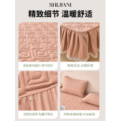 秋冬季牛奶絨花邊床笠床裙二合一公主風床簽加厚床罩床單2025新款