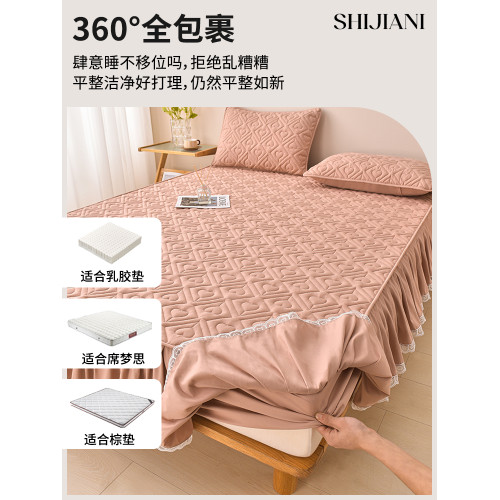 秋冬季牛奶絨花邊床笠床裙二合一公主風床簽加厚床罩床單2025新款