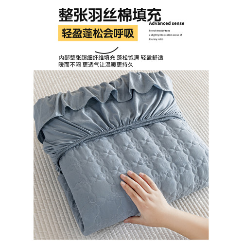 2025春夏季新款花邊床笠單件床罩帶裙邊四季通用公主風夾棉床單人
