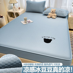 冰絲豆豆床笠單件夏季涼蓆2025新款防滑不移位軟蓆子三件套可機洗