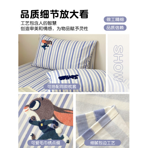 卡通純棉老粗布床笠單件加厚夏季全棉兒童涼感被單三件套全包床罩