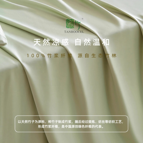 夏季a類抗菌抑菌抑蟎100%天然竹漿纖維床笠單件涼感床單罩三件套