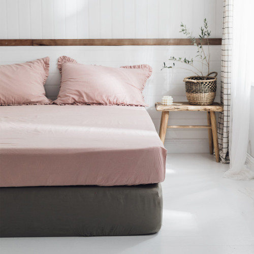 在耳邊全棉床單床包單件 水洗棉純色床罩床套純棉單雙人日式床品