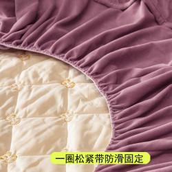 水晶絨夾棉床笠單件牛奶絨冬季加厚床罩床墊套保暖珊瑚絨床立防滑
