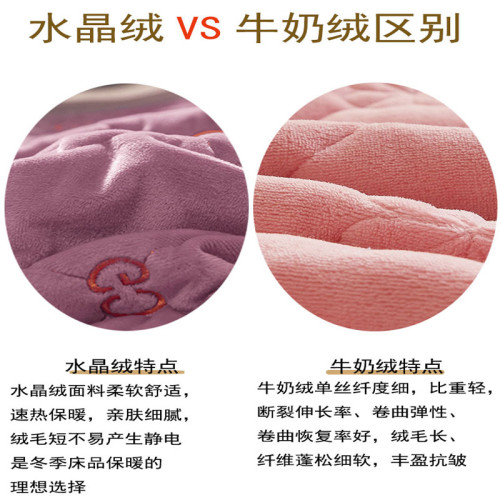 水晶絨夾棉床笠單件牛奶絨冬季加厚床罩床墊套保暖珊瑚絨床立防滑