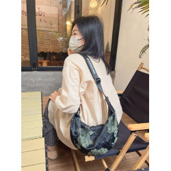包包女包2025新款餃子時尚花包女士胸包牛津布單肩休閒包潮斜後背包