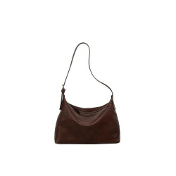 頭層植鞣牛皮斜後背包2025新款飯盒包真皮復古hobo包單肩腋下女包