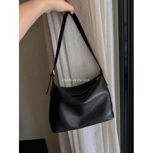 頭層植鞣牛皮斜後背包2025新款飯盒包真皮復古hobo包單肩腋下女包