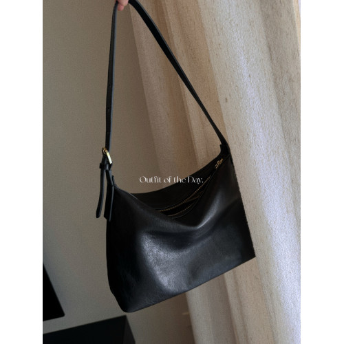 頭層植鞣牛皮斜後背包2025新款飯盒包真皮復古hobo包單肩腋下女包