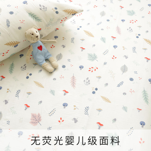 A類母嬰級純棉透氣雙層紗秋葉蘑菇床單被套花朵紗布床笠兒童1.5床