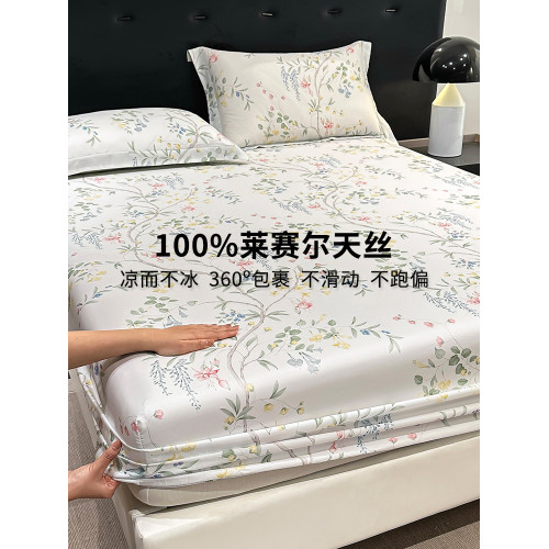 2025年春夏新款印花天絲床笠150x200cm冰絲床罩1.8米*2米雙人床套