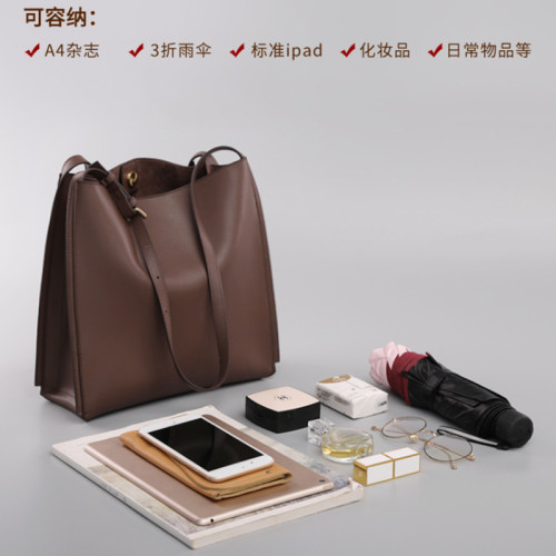 真皮托特包2025新款女式精緻女包單肩通勤腋下包百搭大容量水桶包
