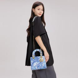 真皮戴妃包女包小衆輕奢鏈條女包包新款時尚高級感精緻手提斜後背包