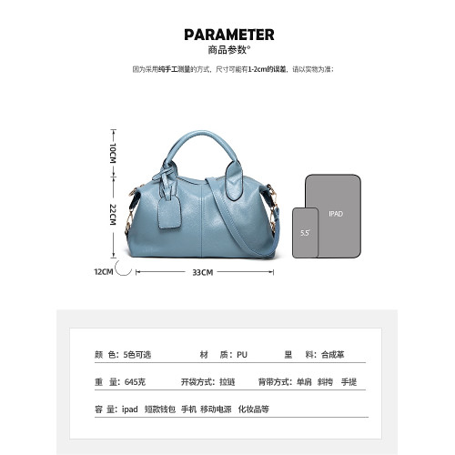 波士頓女包頭層牛皮手提枕頭包2023新款大容量時尚潮流單肩斜後背包