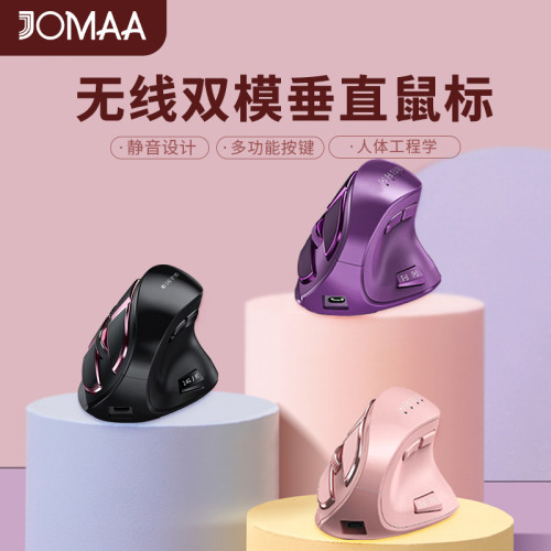 電腦無線藍牙滑鼠人體工學垂直側握滑鼠靜音辦公充電滑鼠女高顔值