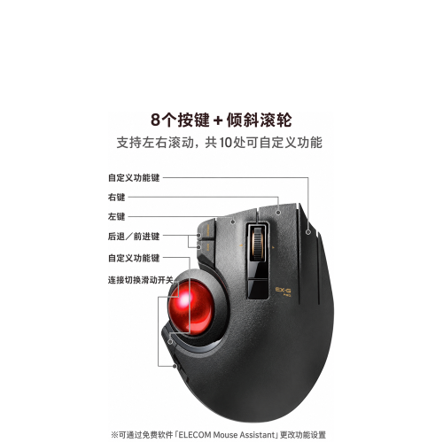 日本ELECOM 宜麗客 EXG 軌跡球 三模 藍牙有線無線滑鼠 XPT1MRXBK 日本ELECOM 宜麗客 EXG 軌跡球 三模 藍牙有線無線滑鼠 XPT1MRXBK
