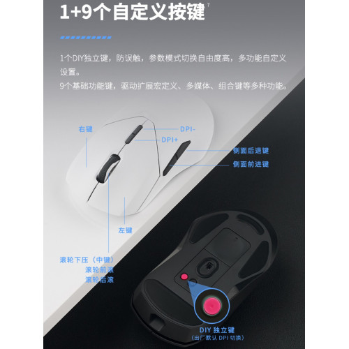 Rapoo雷柏 VT9PRO無線有線遊戯滑鼠輕量化設計原相3395電競可編程