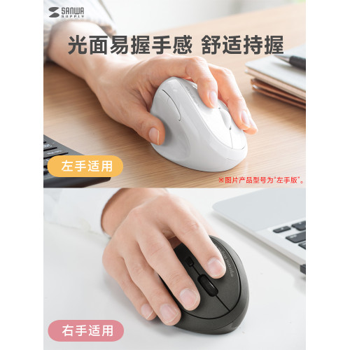 日本SANWA無線藍牙滑鼠電腦桌上型筆電人體工學竪握男女左右手白