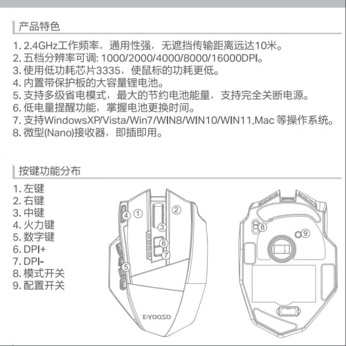 X-33無線有線雙模遊戯滑鼠自定義 16400DPI吃雞穿越火線電腦競技