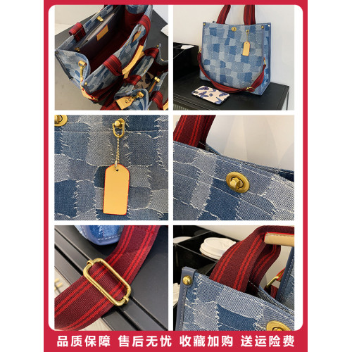 新潮小衆牛仔帆布大容量手提托特女包包時尚百搭高級感單肩斜後背包