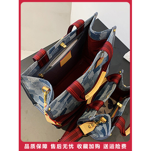 新潮小衆牛仔帆布大容量手提托特女包包時尚百搭高級感單肩斜後背包