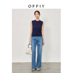 OFFIY-高貼合度精梳棉 春夏高階打底 圓領內搭百搭針織背心打底衫