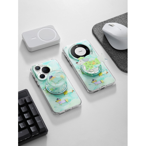 Tastecase穿衣服的臘腸狗旋轉磁吸手機支架適用於蘋果iPhone16ProMax手機殼MagSafe新款原創可愛清新薄荷綠15
