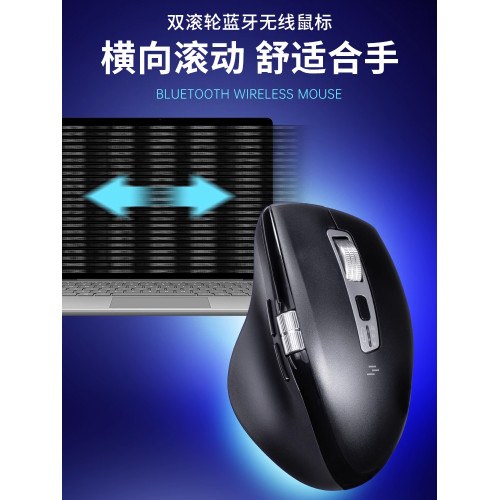 日本SANWA無線藍牙滑鼠雙模4向疾速滾輪充電靜音人體工學電腦通用