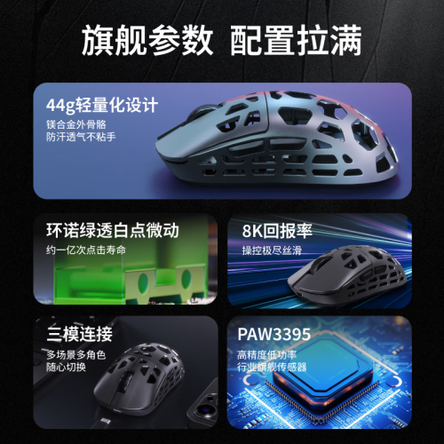 前行者L1Pro鎂合金滑鼠輕量化鏤空電競遊戯滑鼠無線藍牙三模