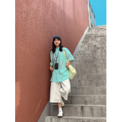 薄荷曼波綠短袖襯衫2025夏季寬松百搭休閒多巴胺潮流男女ins襯衣