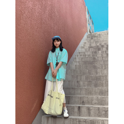薄荷曼波綠短袖襯衫2025夏季寬松百搭休閒多巴胺潮流男女ins襯衣