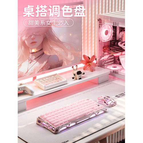 重力星球羅斯粉色無線滑鼠藍牙鏤空電競遊戯三模女生辦公電腦鍵鼠