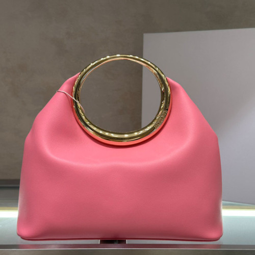 法國小衆jacquemus the 圓環手柄手提包歐美時尚女包宴會包羊皮