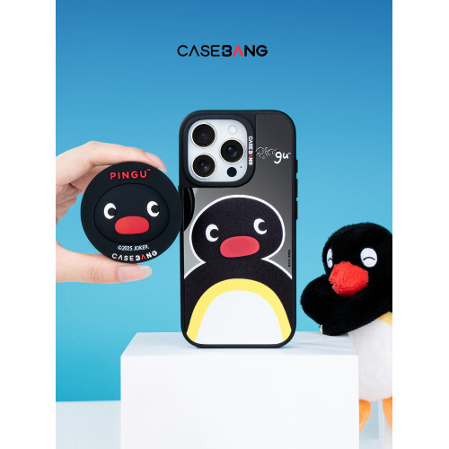CASEBANGx pingu聯名去哪鵞系列可拆卸任意吸出奇矽膠圓形磁吸通用手機支架
