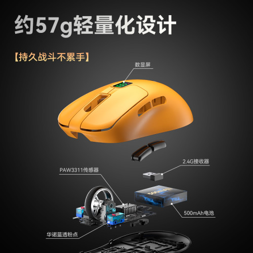 鈦度TSG609三模無線滑鼠2.4G輕量化遊戯電競電腦桌上型超輕桌面鍵鼠
