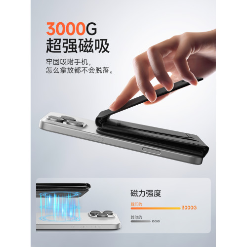 SURITCH適用iPhone17/16磁吸手機支架蘋果15桌面自拍MagSafe多功能三折曡可攜式背貼卡包無極支架14自帶定位