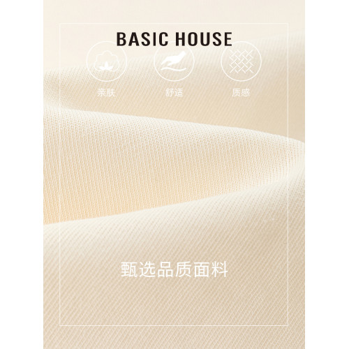 百家好/Basic House法式設計感絲帶短袖T恤女牛仔褲通勤時尚套裝